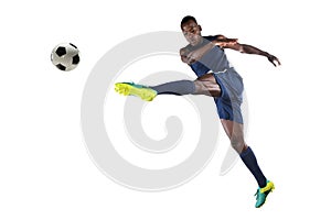 African AmericanSoccer Player Kicking Ball