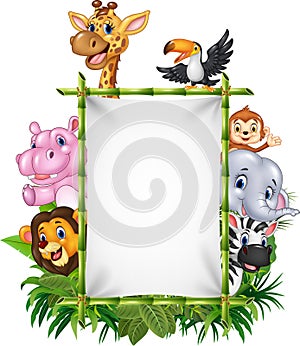 African animal with blank sign with nature concept