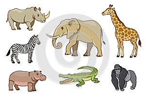 African animals in cartoon style