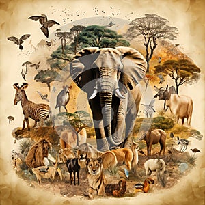 African Animals Safari Collage