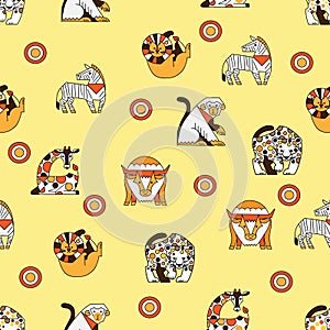 African animals seamless pattern vector illustration