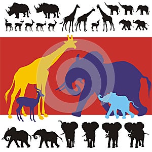 African Animals Silhouettes