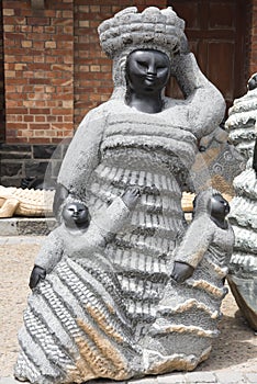 African Art - Granite Sculpture - in Street of Cape Town, South Africa