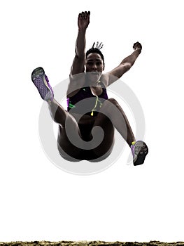 african athlete athletics long jump woman isolated white backgro