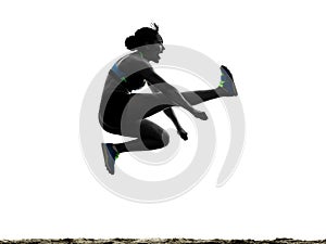 African athlete athletics long jump woman isolated white backgro