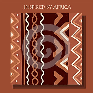 African background, flyer with grunge tribal traditional pattern. Conceptual design, Ethnic ornament. Warm browns. Trend