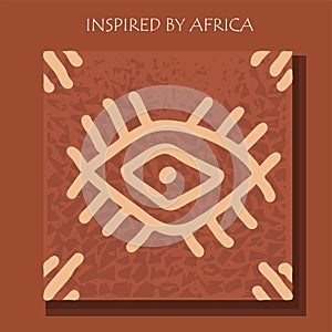 African background, flyer with grunge tribal traditional pattern. Conceptual design, Ethnic ornament. Warm browns. Trend