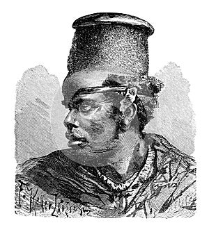 African Bantu Man.History and Culture of Africa. Antique Vintage Illustration. 19th Century. photo