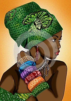 African beauty portrait design with Ankara fashion
