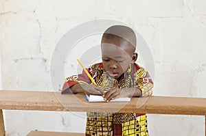 African Black Ethnicity Boy Studying Portrait Shot