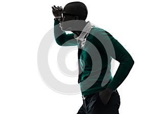 African black man looking away worried silhouette