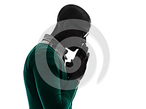 African black muslim man praying silhouette