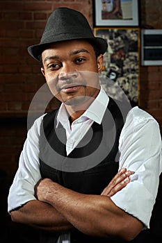 African blues musician with hat