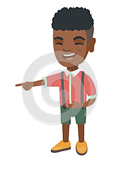 African boy bullying someone and pointing finger