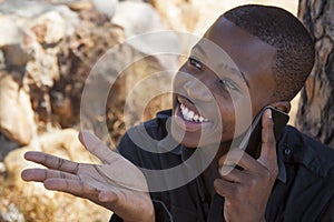 African boy on cell phone