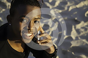 African boy on cell phone