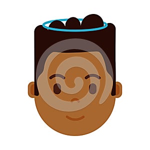 African boy head emoji with facial emotions, avatar character, man nimbus face with different male emotions concept