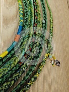 african braids with kanekalon at close range with beads