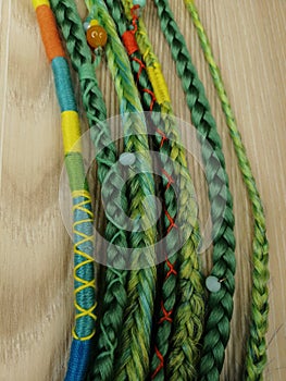 african braids with kanekalon at close range with beads