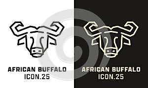 African Buffalo stylized head geometric line icon