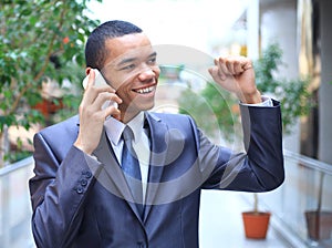 African business man talking on the phone