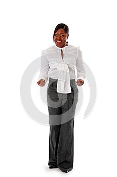 African business woman snapping fingers