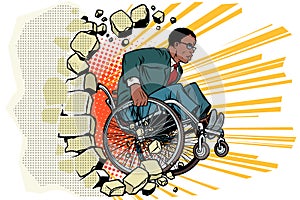African Businessman in a wheelchair. Disabilities and health