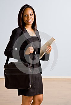 African businesswoman with briefcase