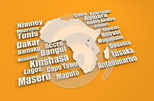African capitals around outline map