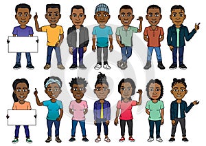 African cartoon character avatar set of people 