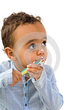 African child brushing teeth