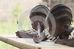 African Children at School Doing Homework. African ethnicity stu