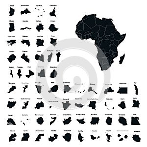 African continent and all countries of Africa. Vector