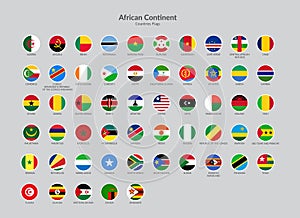 African Continent countries flag icons collection