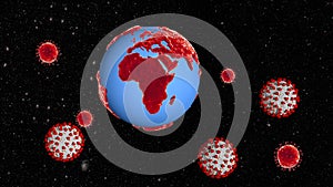 African continent and Covid 19 coronavirus model, coronavirus warning, 3D rendering