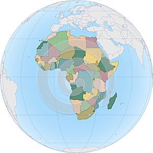 African continent on the Globe