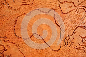 African continent in wood
