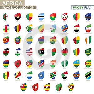 African countries flags collection. Rugby flag set