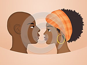 African couple faces photo