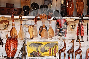 African craft items for sale at the market in Iringa in Tanzania