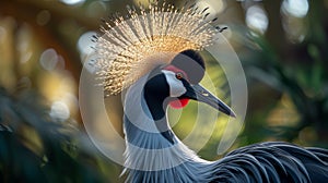 an African Crowned Crane\'s fantastic dining.