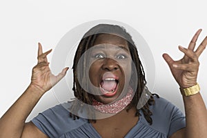 African Descent Woman Open Mouth Portrait