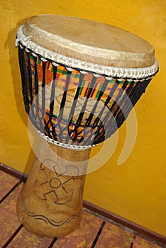 African djembe with Kente cloth