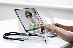 African Doctor In Video Conference Call Talking