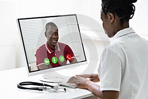African Doctor In Video Conference Call Talking
