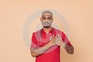 African doctor wid red uniform