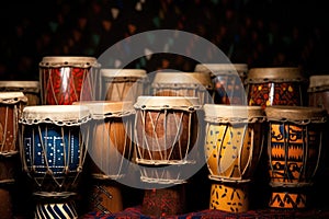 african drums arranged in ascending order