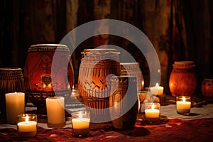 african drums lit by candlelight