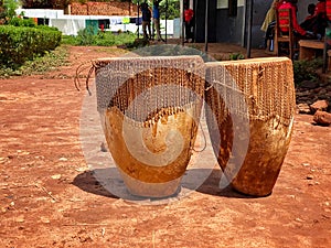 African drums at a school in Uganda