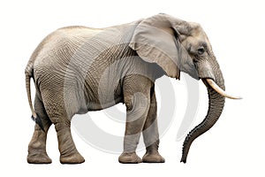 African Elephant Isolated on White